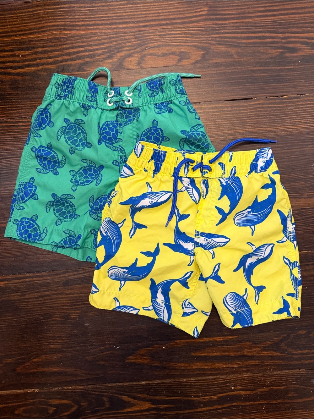 3T Swim Shorts - Yellow Whale & Green Turtle Prints Set C#2